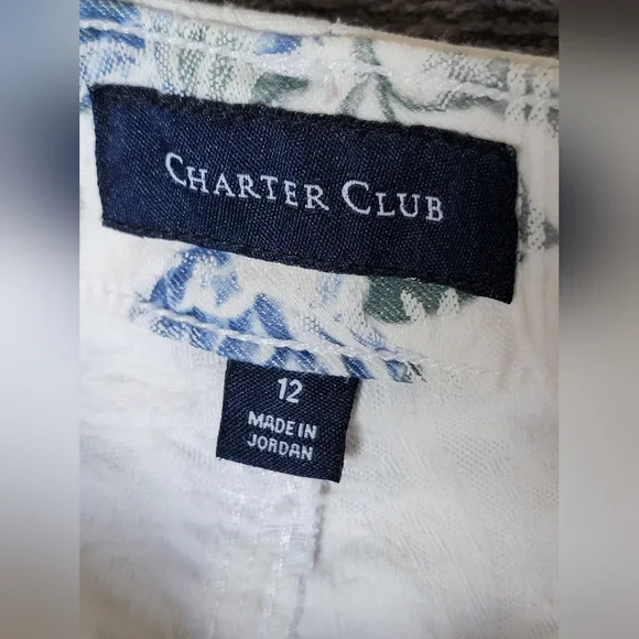 RARE Women's Charter Club White Floral Lexington Straight Pants Sz 12 LIKE NEW - Picture 6 of 15